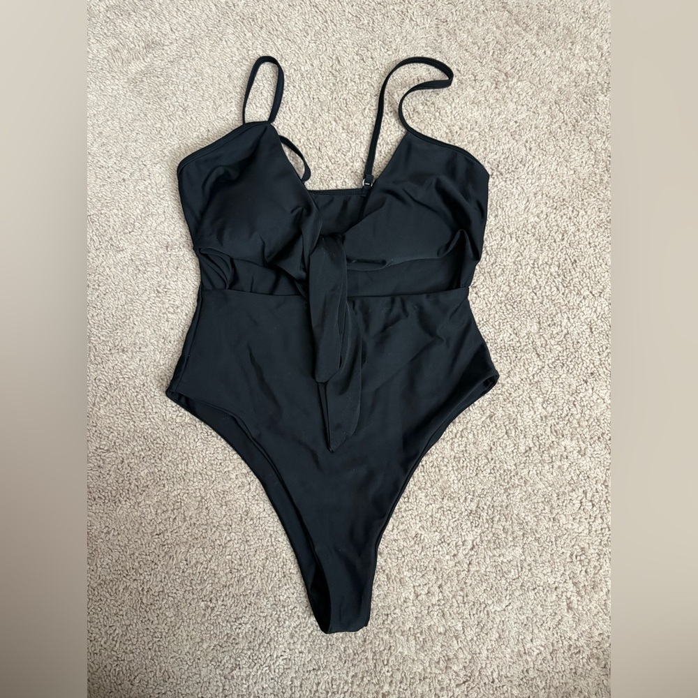Front Tie Black One piece